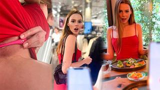 Устала сдерживать свой оргазм, зашла в примерочную покончить с этим